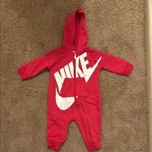 Nike hot pink and White Footies One Piece with Hood